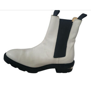 Alexander Wang Andy White Biker Leather Chelsea Women Booties Size EU 38.5/US 9